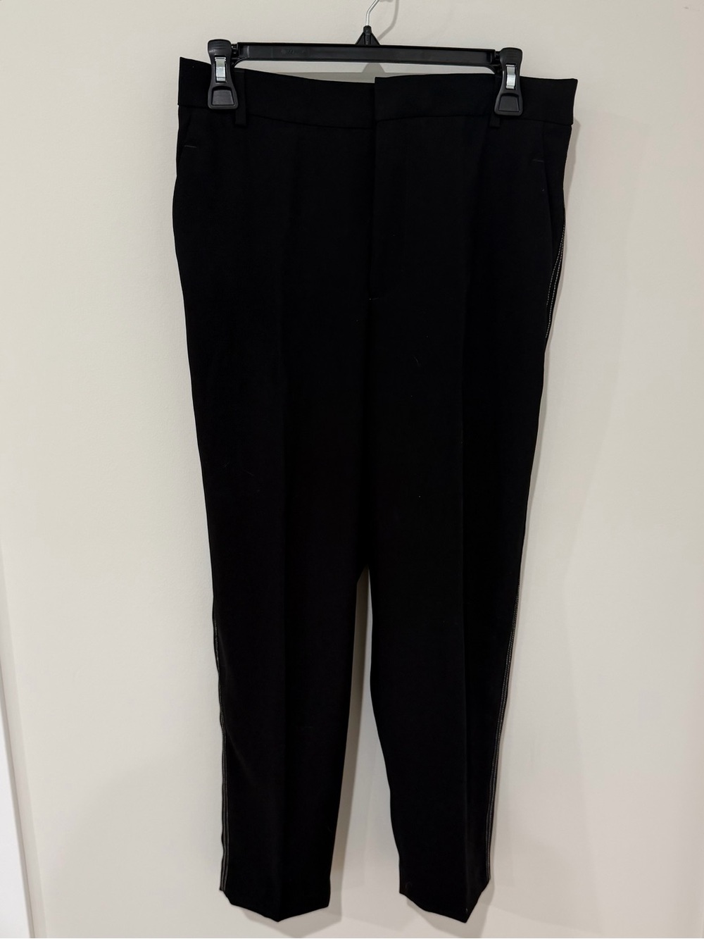 Zara Black contrast stitch Slim Dress Pants